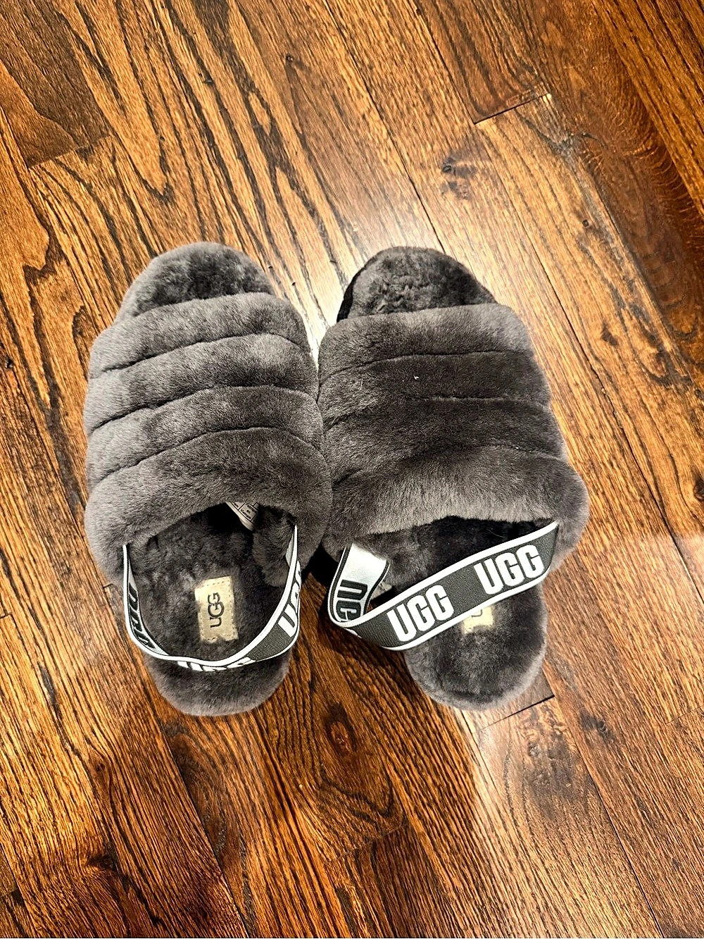 UGG Fluff Yeah Slide Faux Fur Slippers Grey